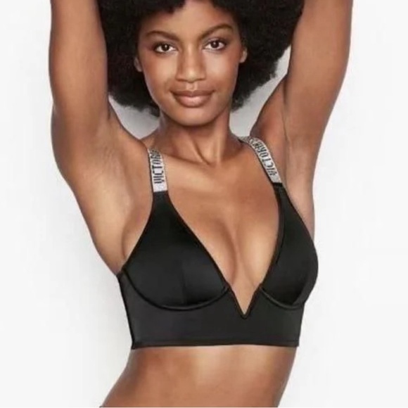 Victoria's Secret Black Bralette Deep V-neckline Seamless Rhinestone - XS - Picture 3 of 11